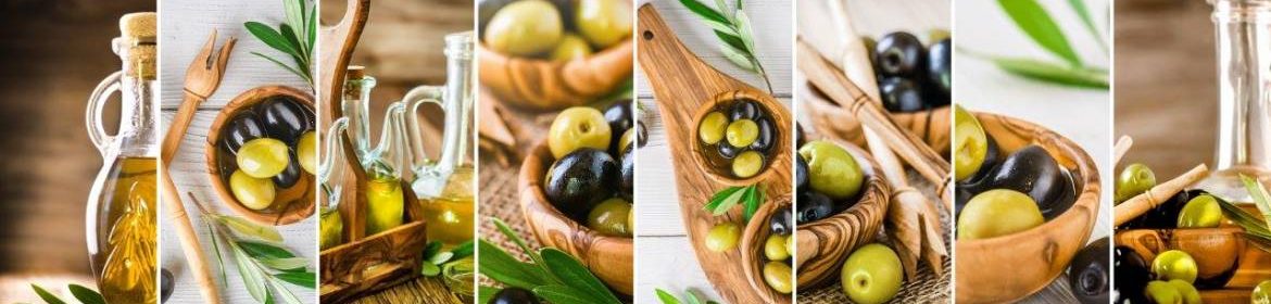 Huile d'olive, olives vertes et noires