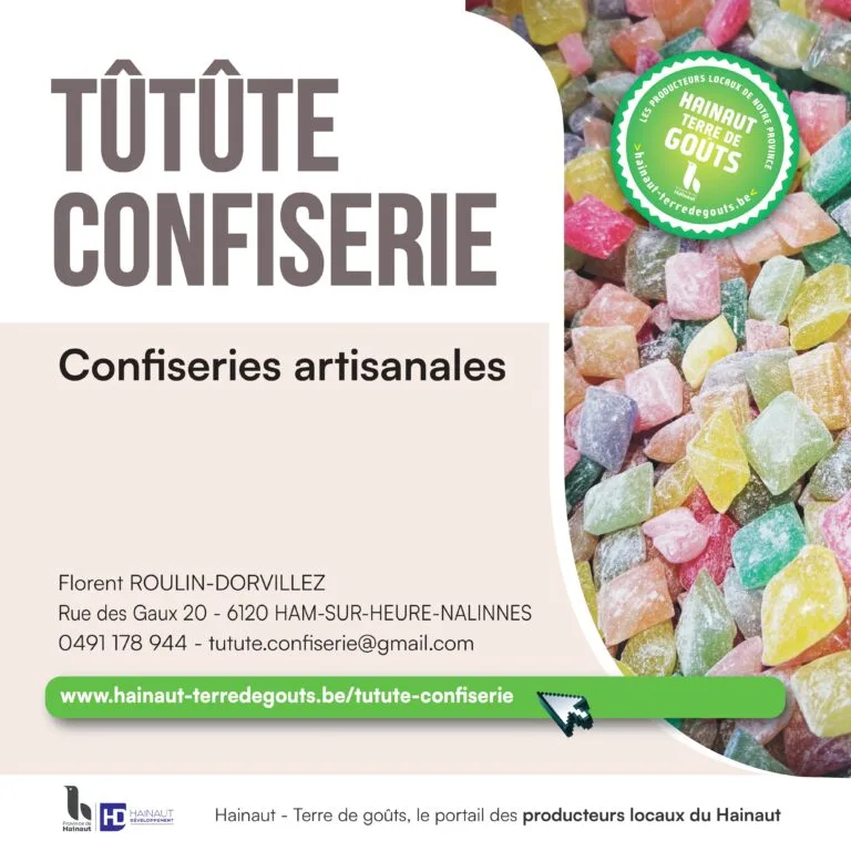 Affiche Tûtûte Confiserie (Ham-sur-Heure-Nalinnes) : confiseries artisanales – Hainaut Terre de Goûts